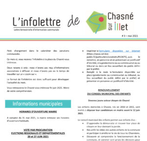 Infolettre de Chasné N°3 de mai 2021