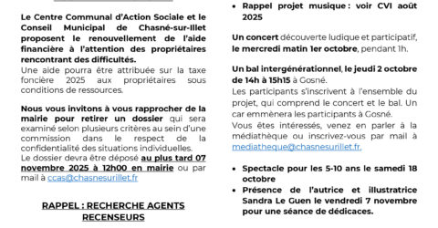 Chasné-sur-Illet InfoLettre - septembre 2025